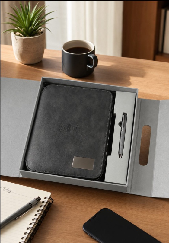 V-14 Carbon Ash Power Bank Organizer Diary